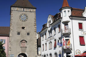 Laufenburg - CH Stadttor mit Hotel Bahnhof